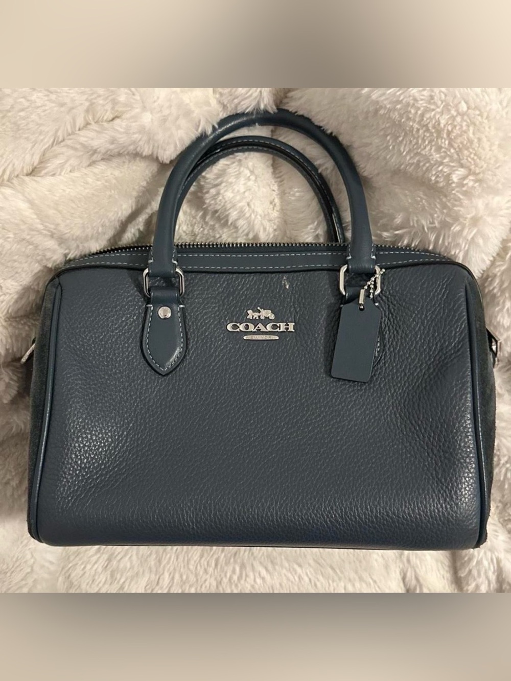 Rare COACH Rowan Everyday Stylish Modern Essential Satchel- Navy Blue